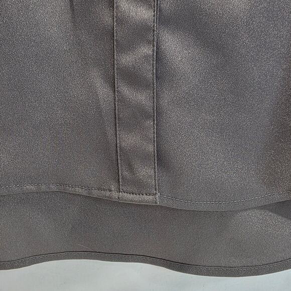 Calvin Klein Women's Silver Button-Down Roll Sleeve Zipper Pocket Blouse, Medium - Picture 5 of 13